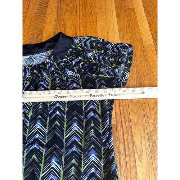 Worthington Stretch Womens Chevron Print Short Sleeve Blouse Large - Picture 5 of 6
